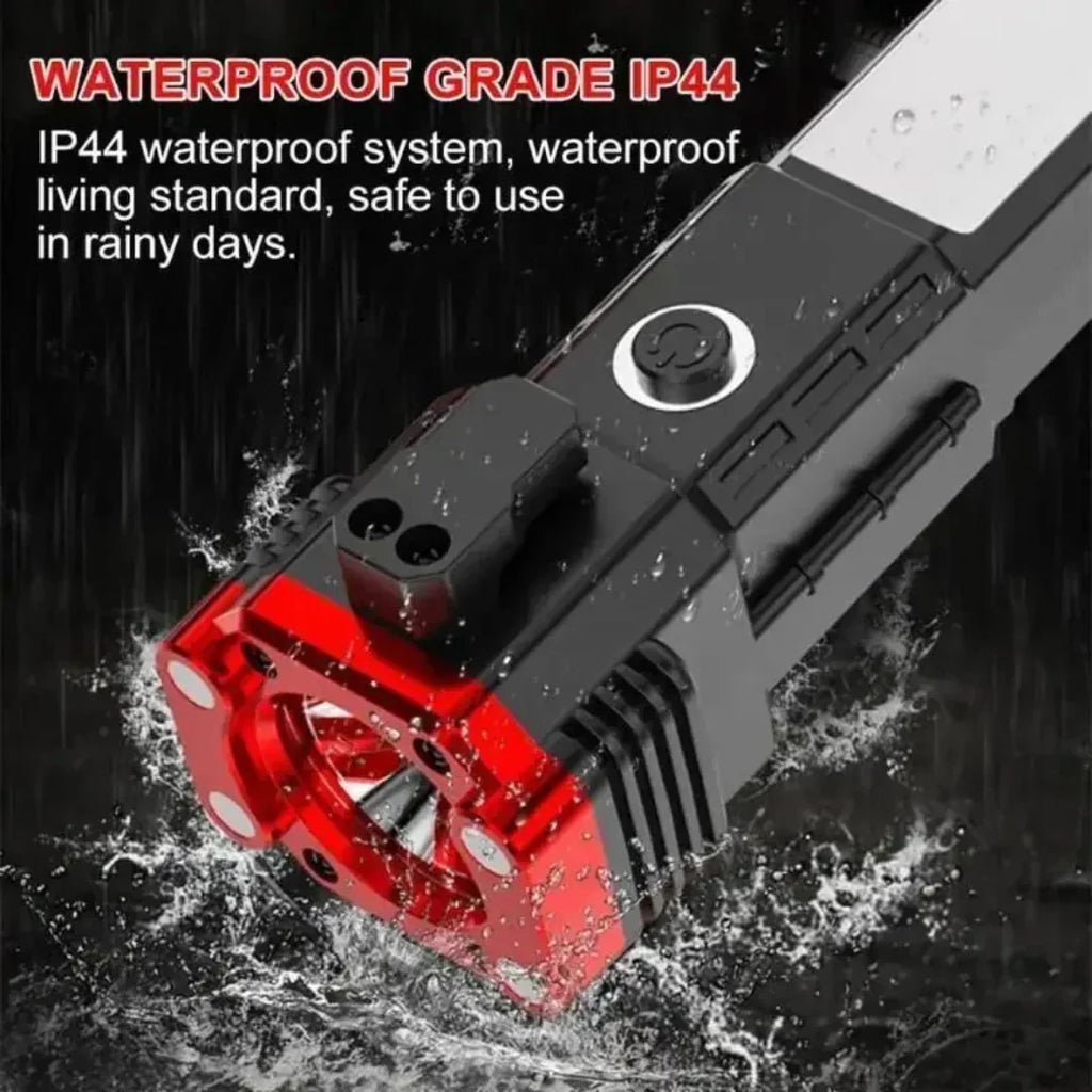 High-Brightness LED Flashlight | Power Bank & Safety Hammer